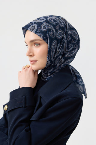 Cotton Square Scarf Timeless Indigo