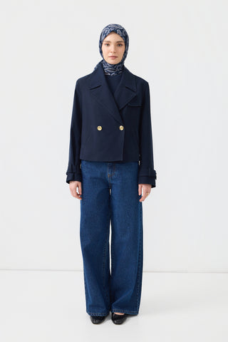 Cotton Square Scarf Timeless Indigo