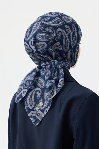 Cotton Square Scarf Timeless Indigo
