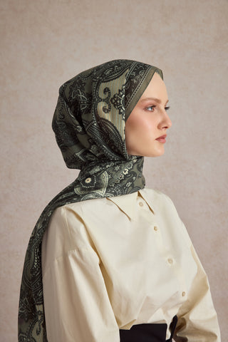 Cotton Scarf Shadow Khaki Green