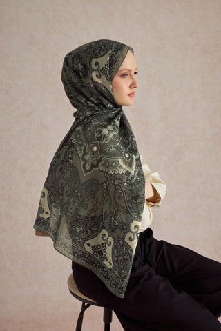 Cotton Scarf Shadow Khaki Green