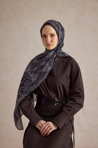 Cotton Scarf Shadow Dark Purple