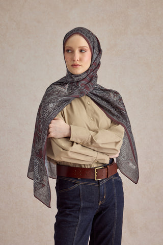 Cotton Scarf Shadow Plum