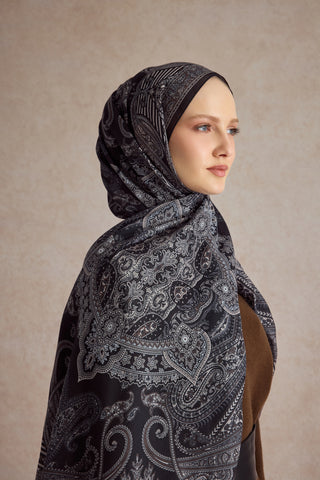 Cotton Scarf Shadow Black