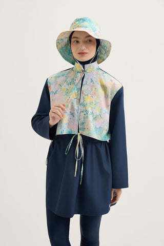 Parachute Floral Print Tie-Waist Modest Swimwear Set Mint