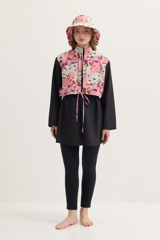 Parachute Floral Print Tie-Waist Modest Swimwear Set Pink