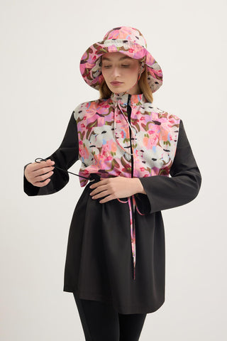 Parachute Floral Print Tie-Waist Modest Swimwear Set Pink
