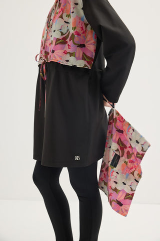 Parachute Floral Print Tie-Waist Modest Swimwear Set Pink