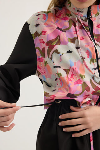 Parachute Floral Print Tie-Waist Modest Swimwear Set Pink