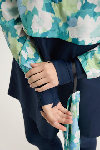 Parachute Fabric Floral Double-Layer Modest Swimwear Set Light Blue
