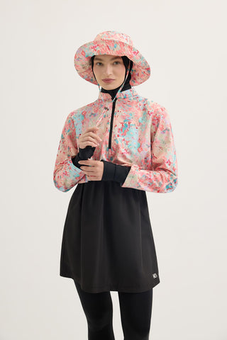 Parachute Fabric Floral Double-Layer Modest Swimwear Set Light Pink
