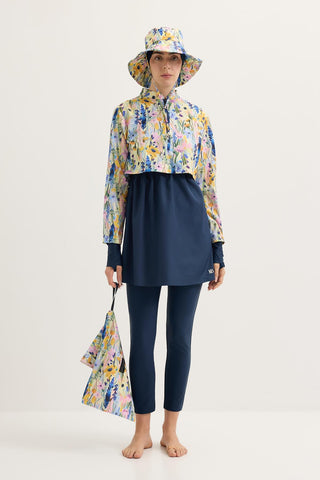Parachute Fabric Floral Double-Layer Modest Swimwear Set Mustard