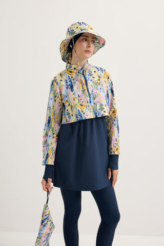 Parachute Fabric Floral Double-Layer Modest Swimwear Set Mustard