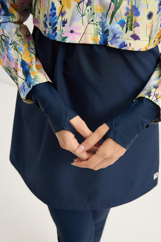 Parachute Fabric Floral Double-Layer Modest Swimwear Set Mustard