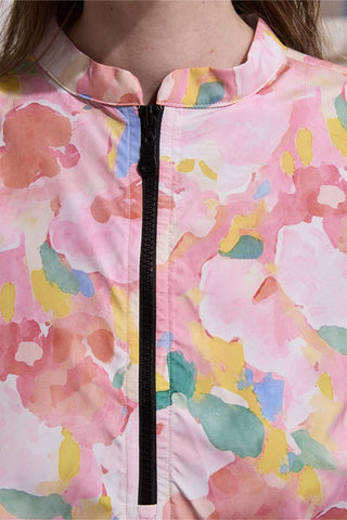 Two-Piece Parachute Print Modest Swimsuit Set Pink