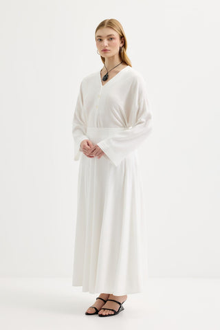 Paneled Linen Skirt Ecru