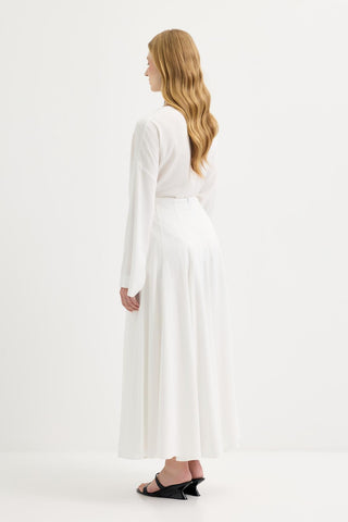 Paneled Linen Skirt Ecru