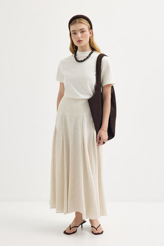 Paneled Linen Skirt Natural