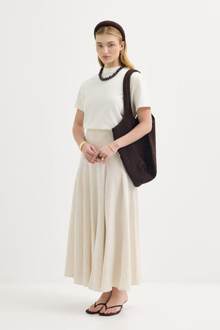 Paneled Linen Skirt Natural