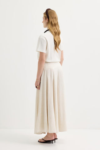 Paneled Linen Skirt Natural