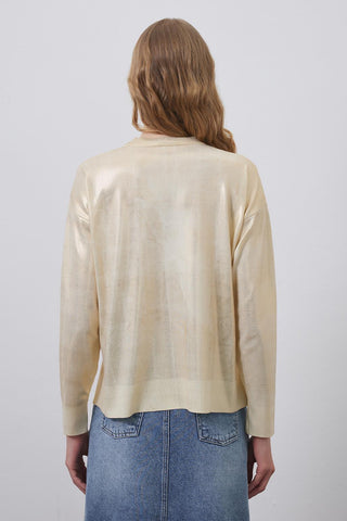 Bright Print Fine Knit Sweater Gold