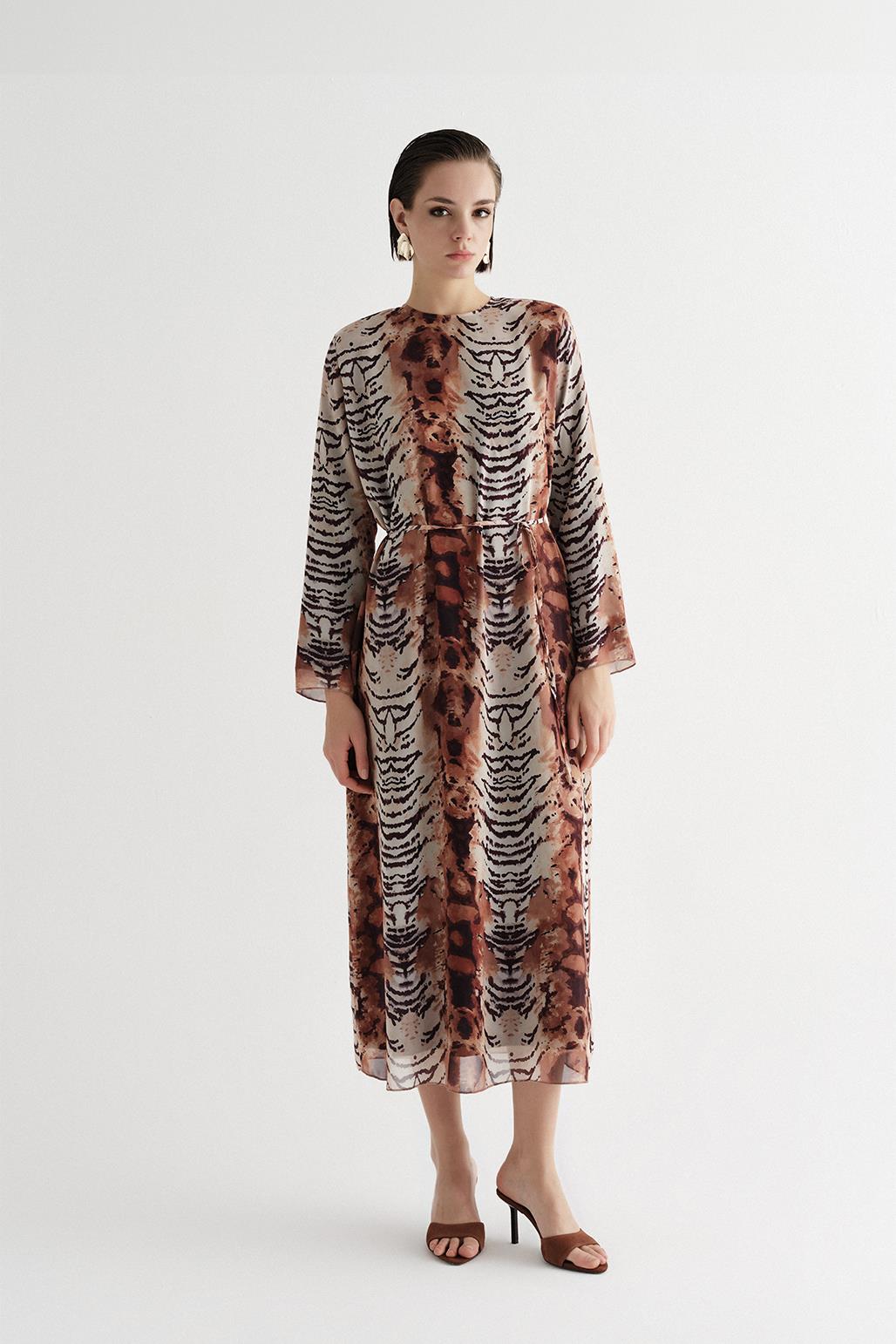 Patterned Long Dress Animal