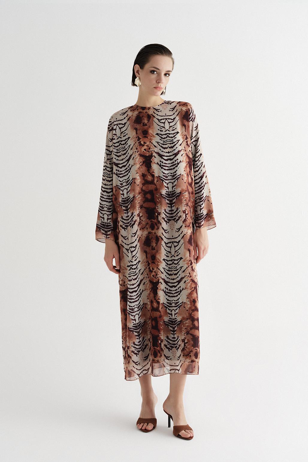 Patterned Long Dress Animal