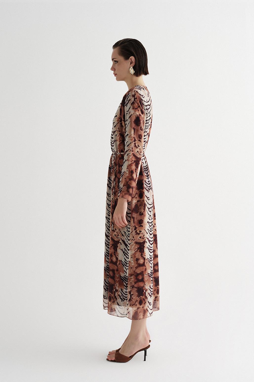 Patterned Long Dress Animal