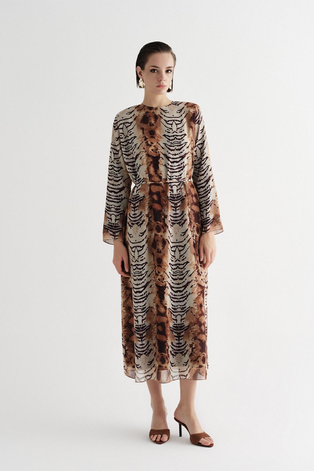 Patterned Long Dress Animal