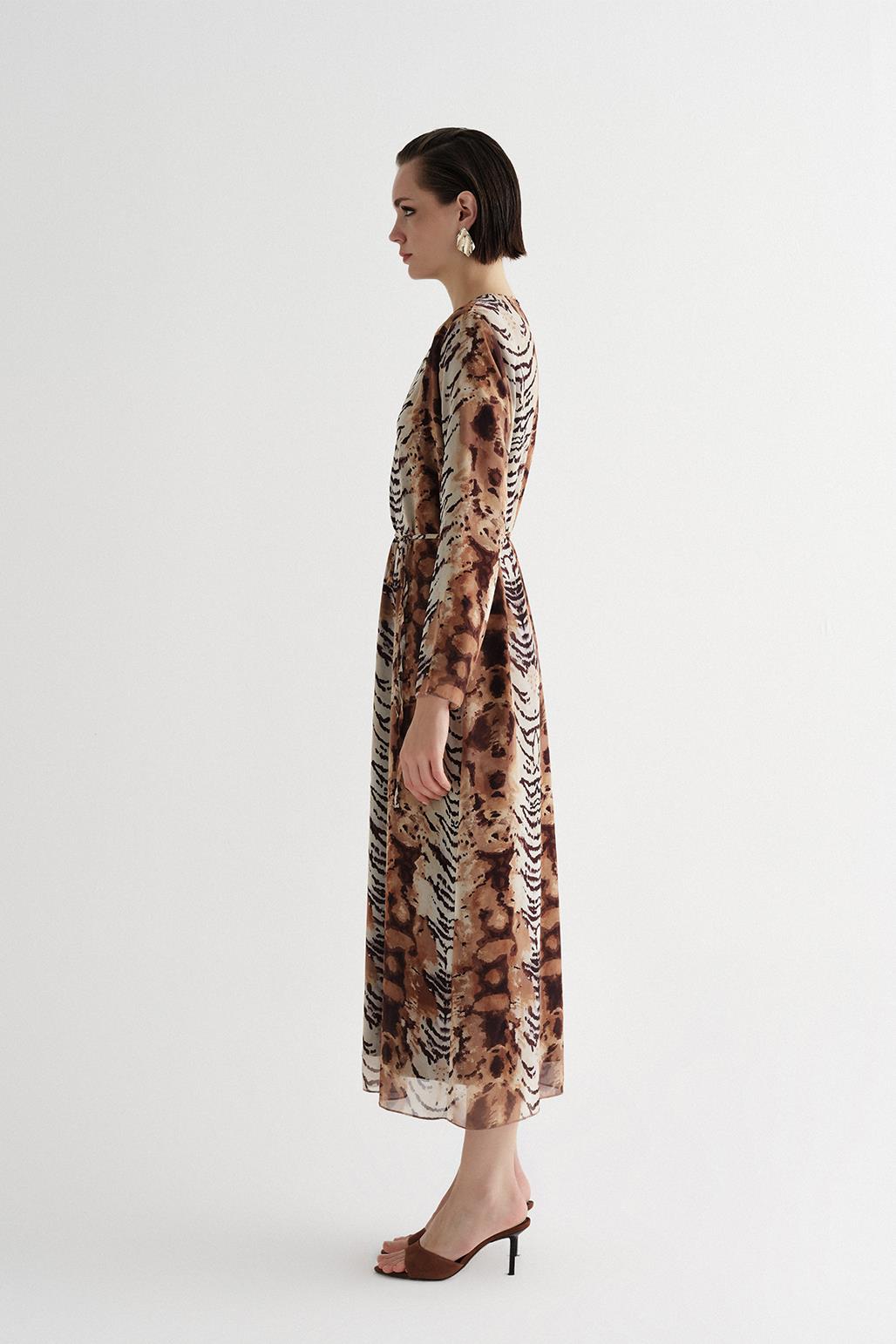 Patterned Long Dress Animal