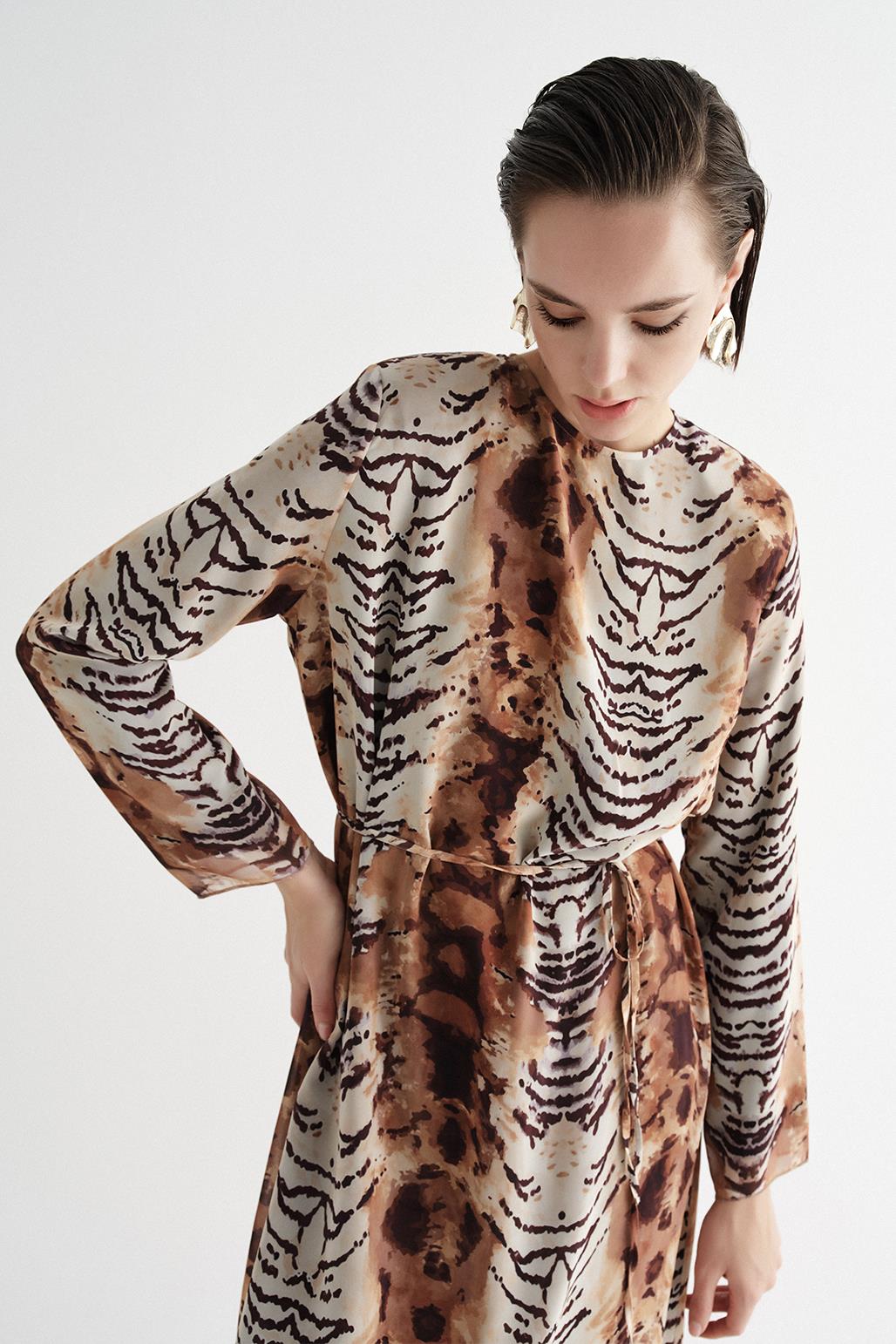 Patterned Long Dress Animal