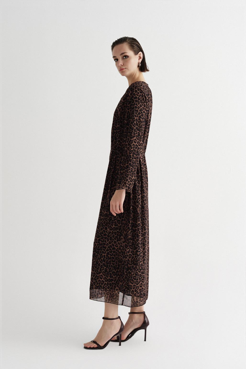 Patterned Long Dress Leopard