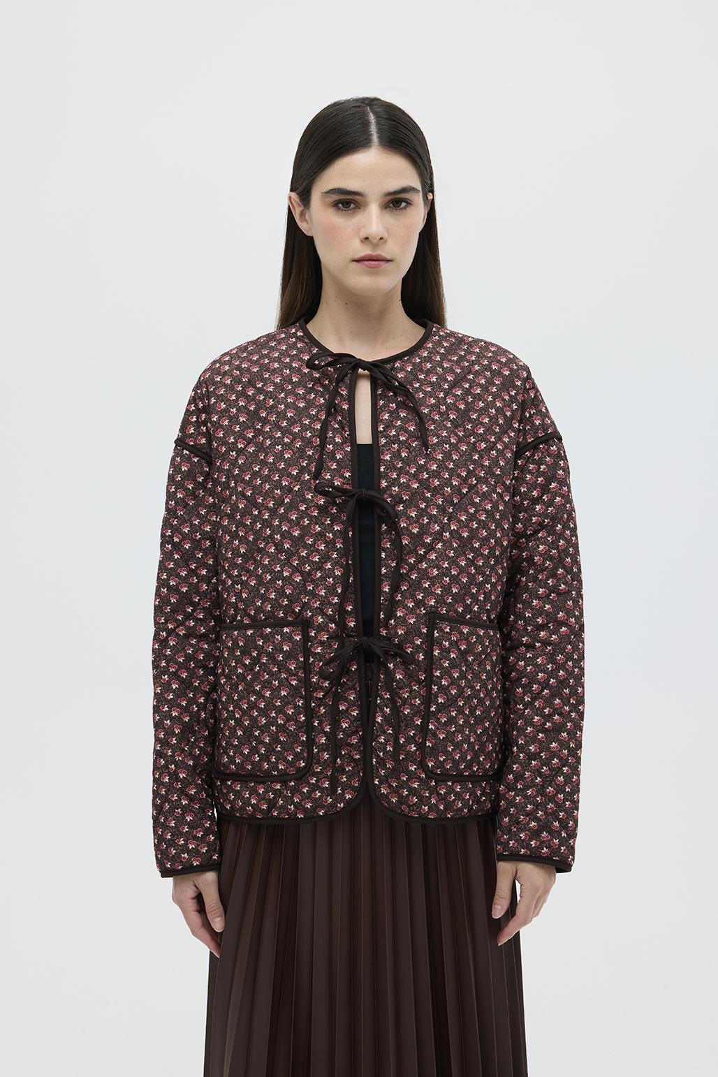 Patterned Midi Quilted Coat Chirpy