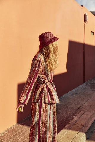 Patterned Shirt & Trousers Set Plum
