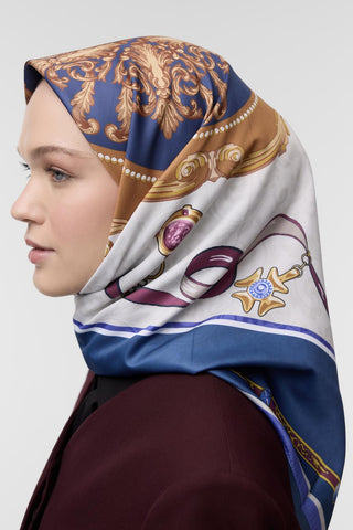 Patterned Twill Silk Square Scarf Emily