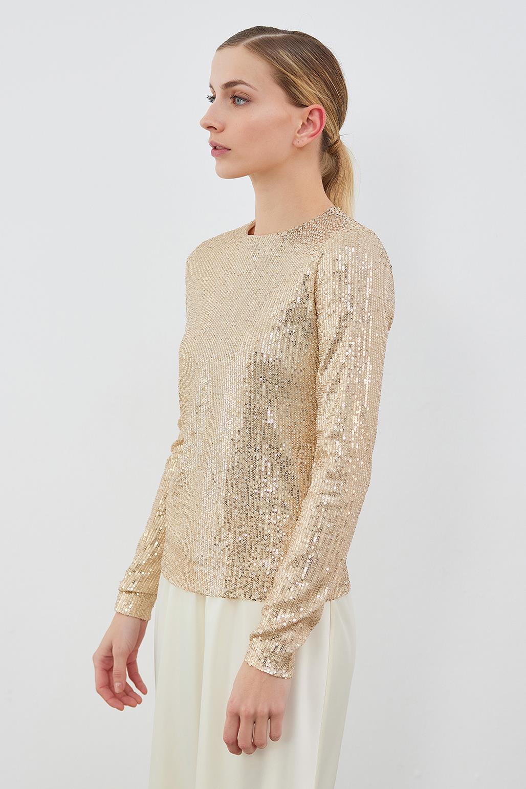 Sequin Embroidered Blouse Gold