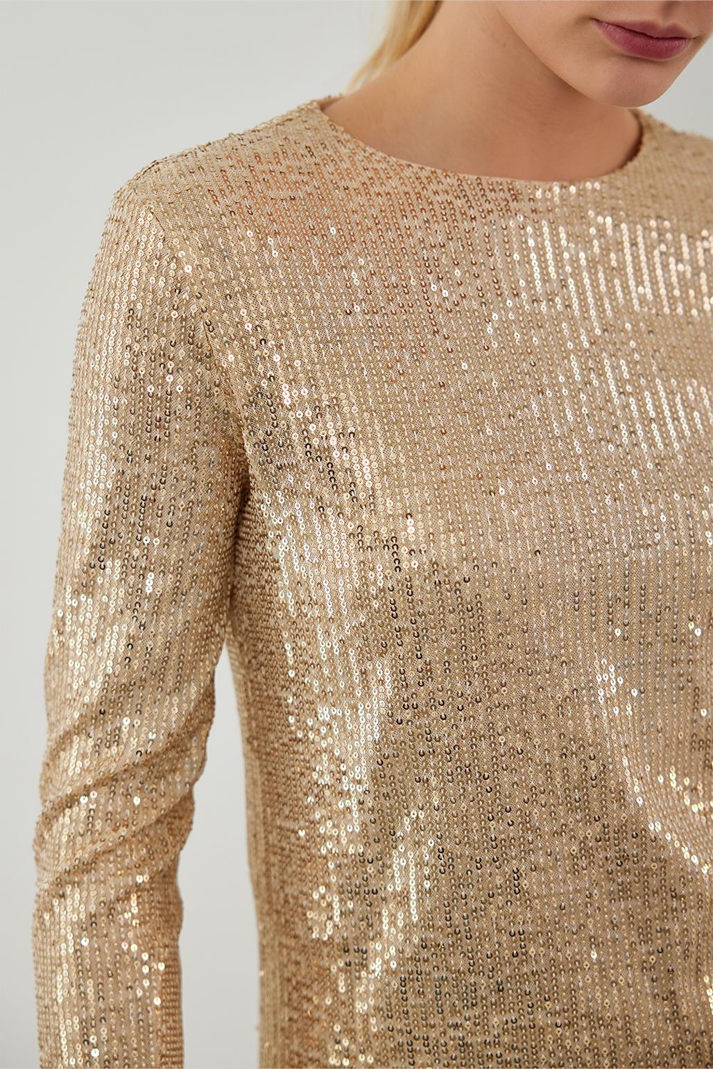 Sequin Embroidered Blouse Gold