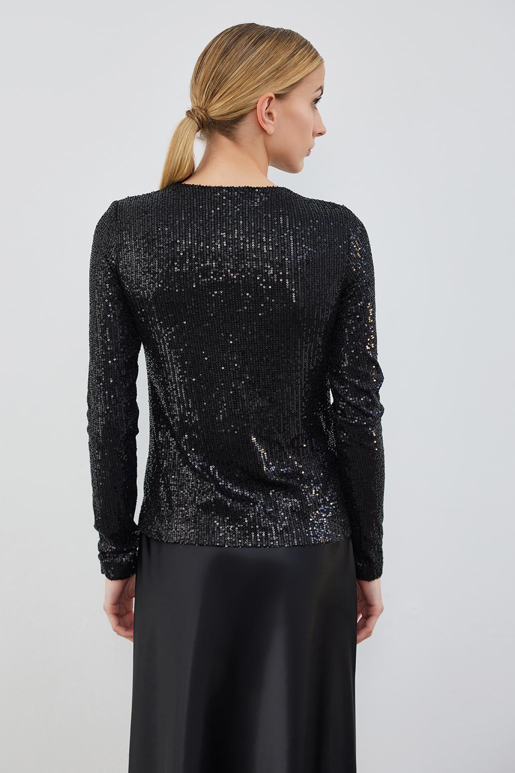 Sequin Embroidered Blouse Black