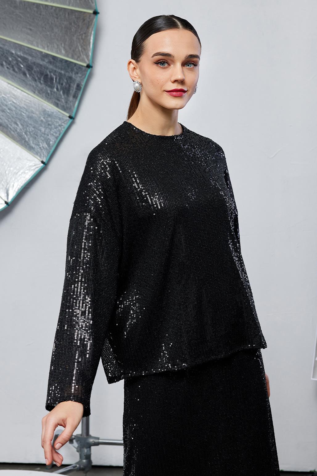 Galia Sequin Embroidered Tunic Black