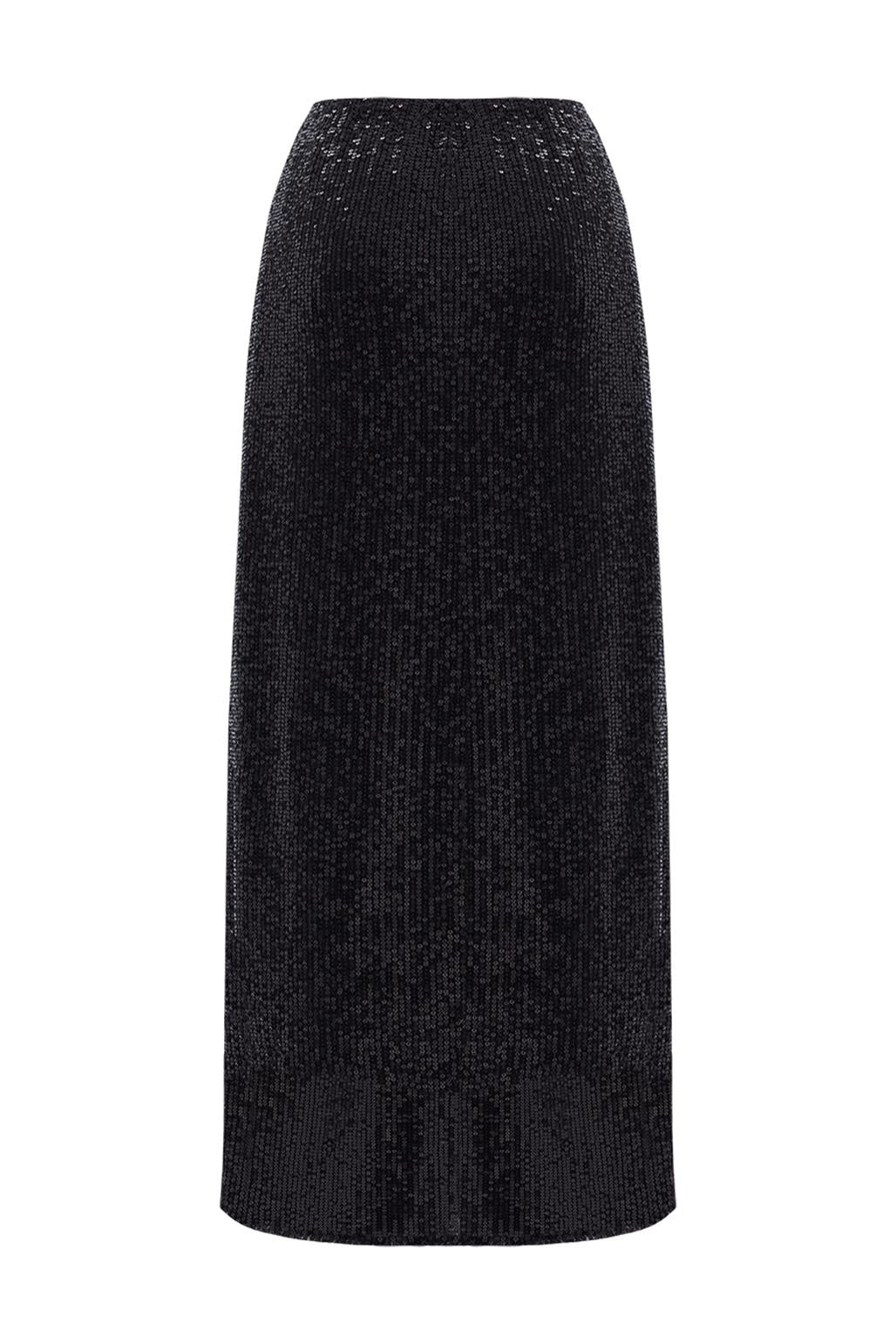 Sequin Embroidered Pencil Skirt Black