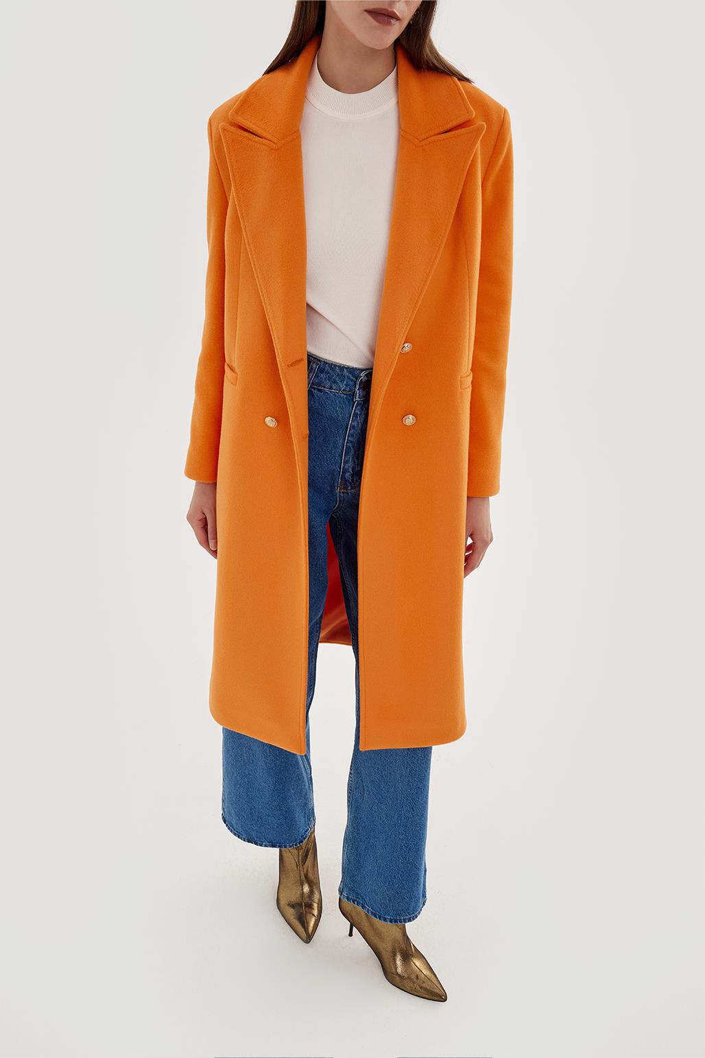 Darted Cashmere Coat Orange