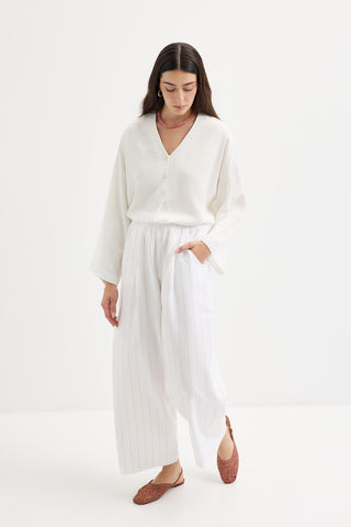Pleated Pocket Linen Trousers Camel