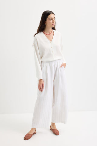 Pleated Pocket Linen Trousers Camel