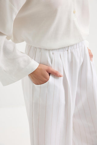 Pleated Pocket Linen Trousers Camel