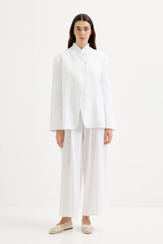 Pleated Pocket Linen Trousers Gray