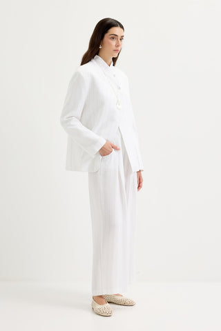 Pleated Pocket Linen Trousers Gray