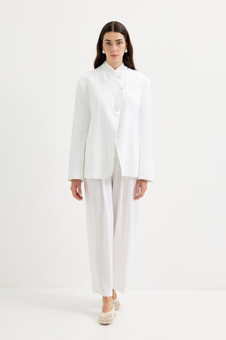 Pleated Pocket Linen Trousers Gray