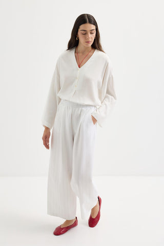 Pleated Pocket Linen Trousers Gray