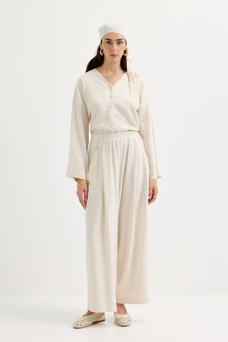 Pleated Pocket Linen Trousers Natural