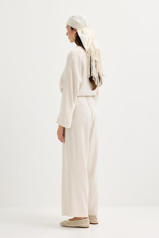 Pleated Pocket Linen Trousers Natural